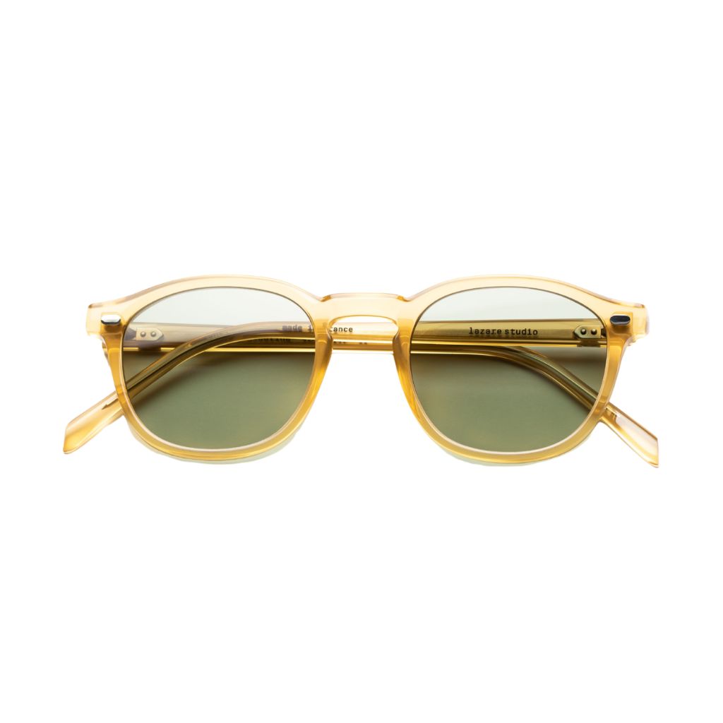 Lazare Studio Gopnik Nicotine Panto Sonnenbrille transparent gelblich grün Gläser Vintage München Brillen Schneider