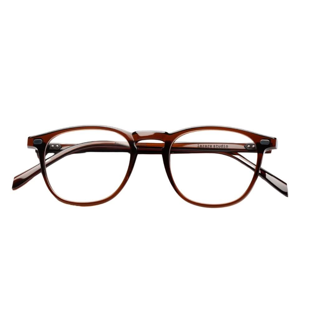 Lazare Studio JOHNSON Americano Brille Frontansicht Panto transparent Braun Acetat München Optiker Brillen Schneider
