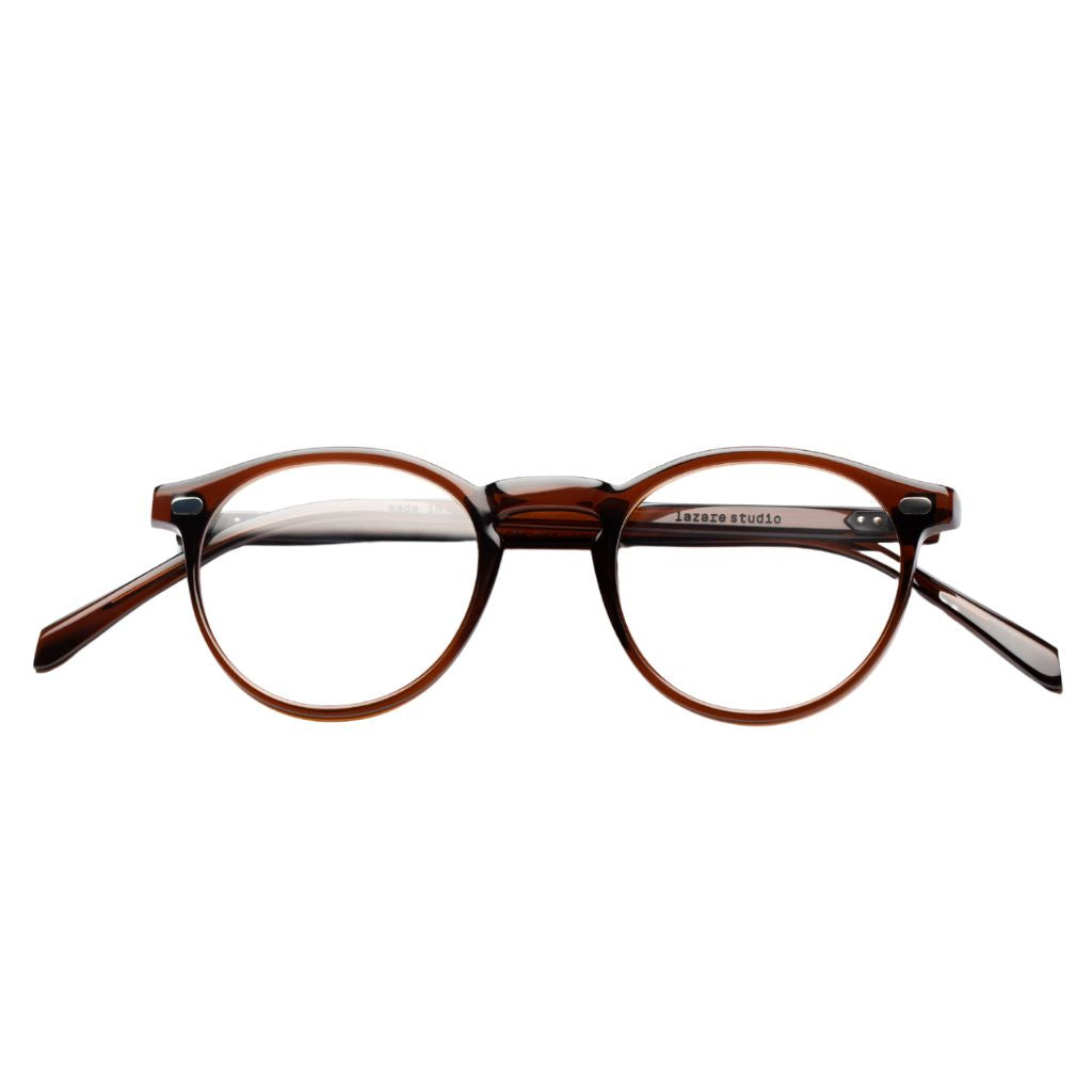 Lazare Studio Muir Americano Panto Brille rund transparent braun Acetat Vintage Design München Optiker Brillen Schneider