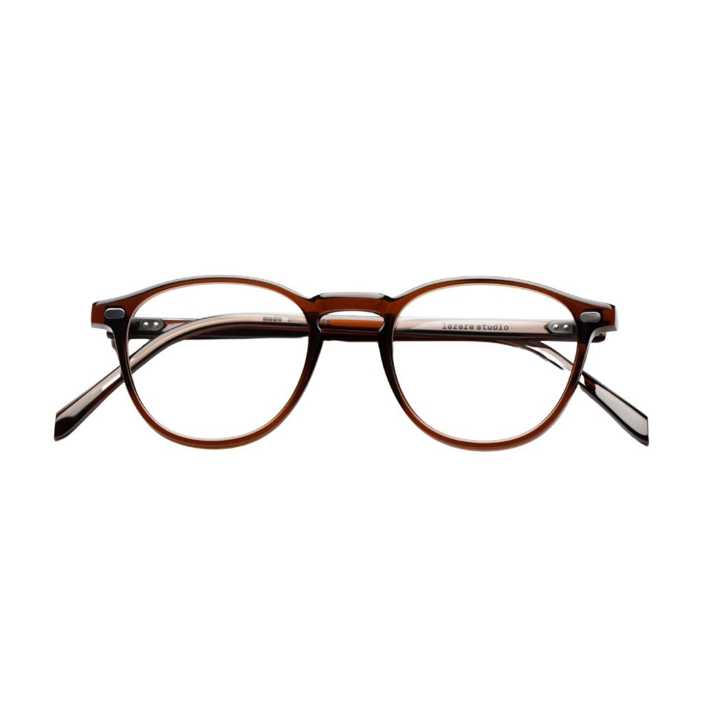 Lazare Studio Raymond Americano Clear Brille rund braun transparent Acetat handgefertigt Frankreich München