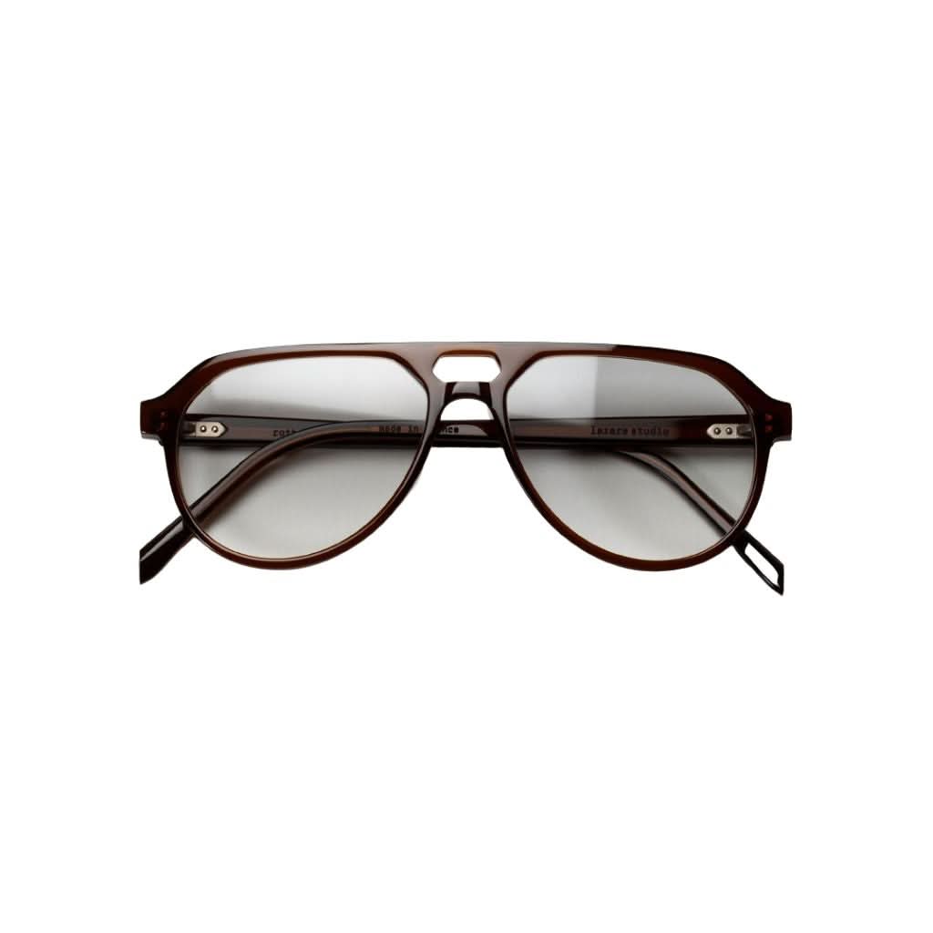 Lazare Studio ROTHSTEIN Doppio Brille Frontansicht Aviator transparent Braun Acetat München Optiker Brillen Schneider