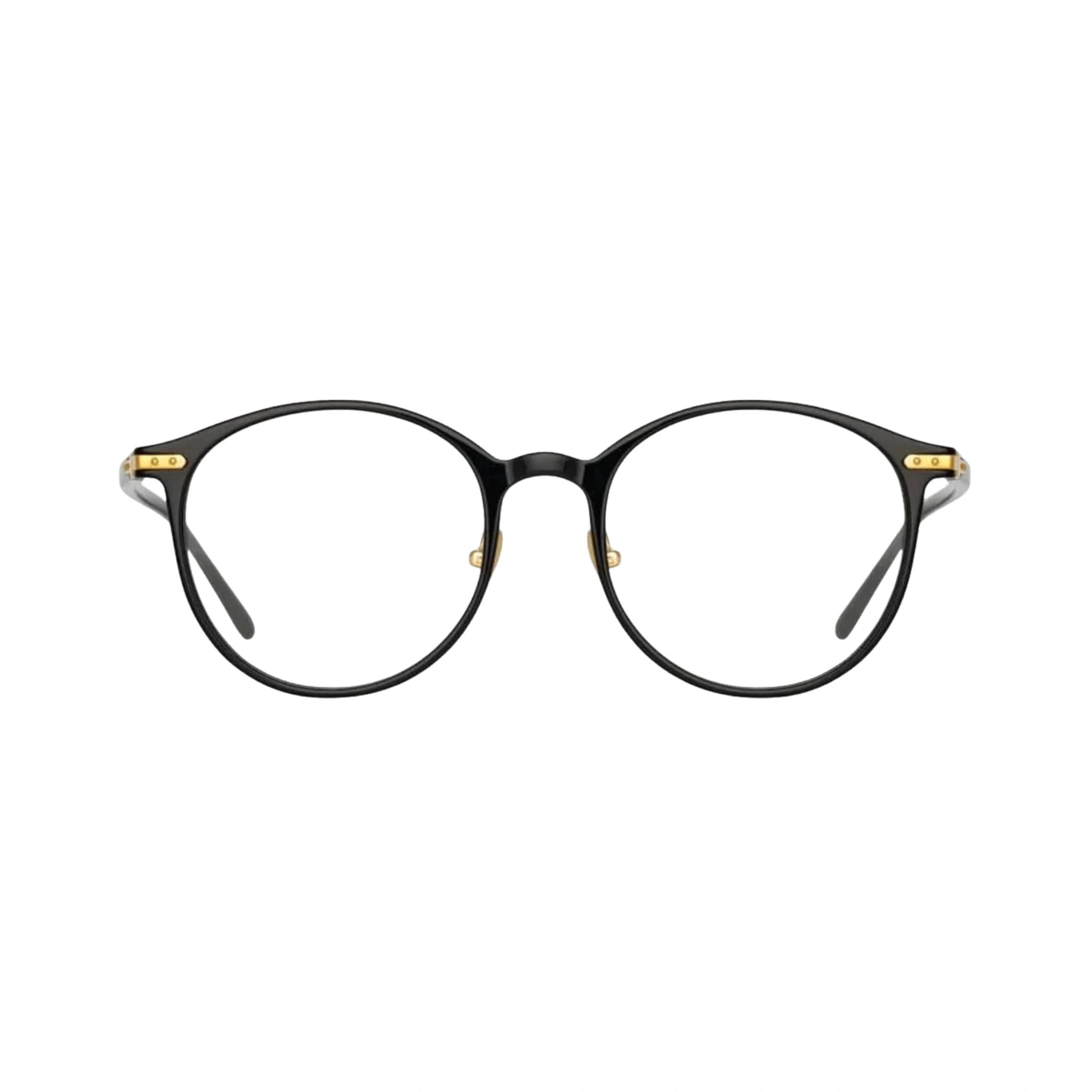 Die Linda Farrow Forster Black Designerbrille mit ovale Form aus recyceltem schwarzem Acetat, erhältlich bei Brillen Schneider, Ihrem Optiker in München für hochwertige Augenoptik.