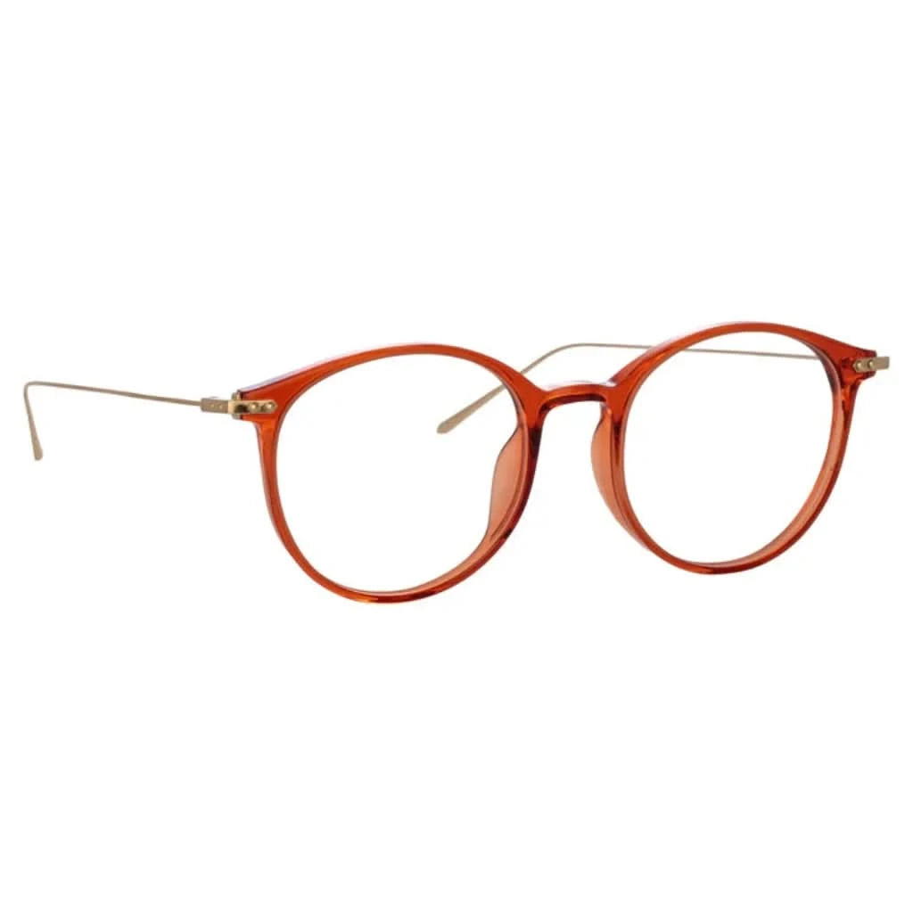 Elegante Linda Farrow Gray Amber Light Gold Brille mit zeitlosen goldenen Details, erhältlich bei Brillen Schneider, Ihrem Augenoptiker in München, für exklusive Augenoptik.