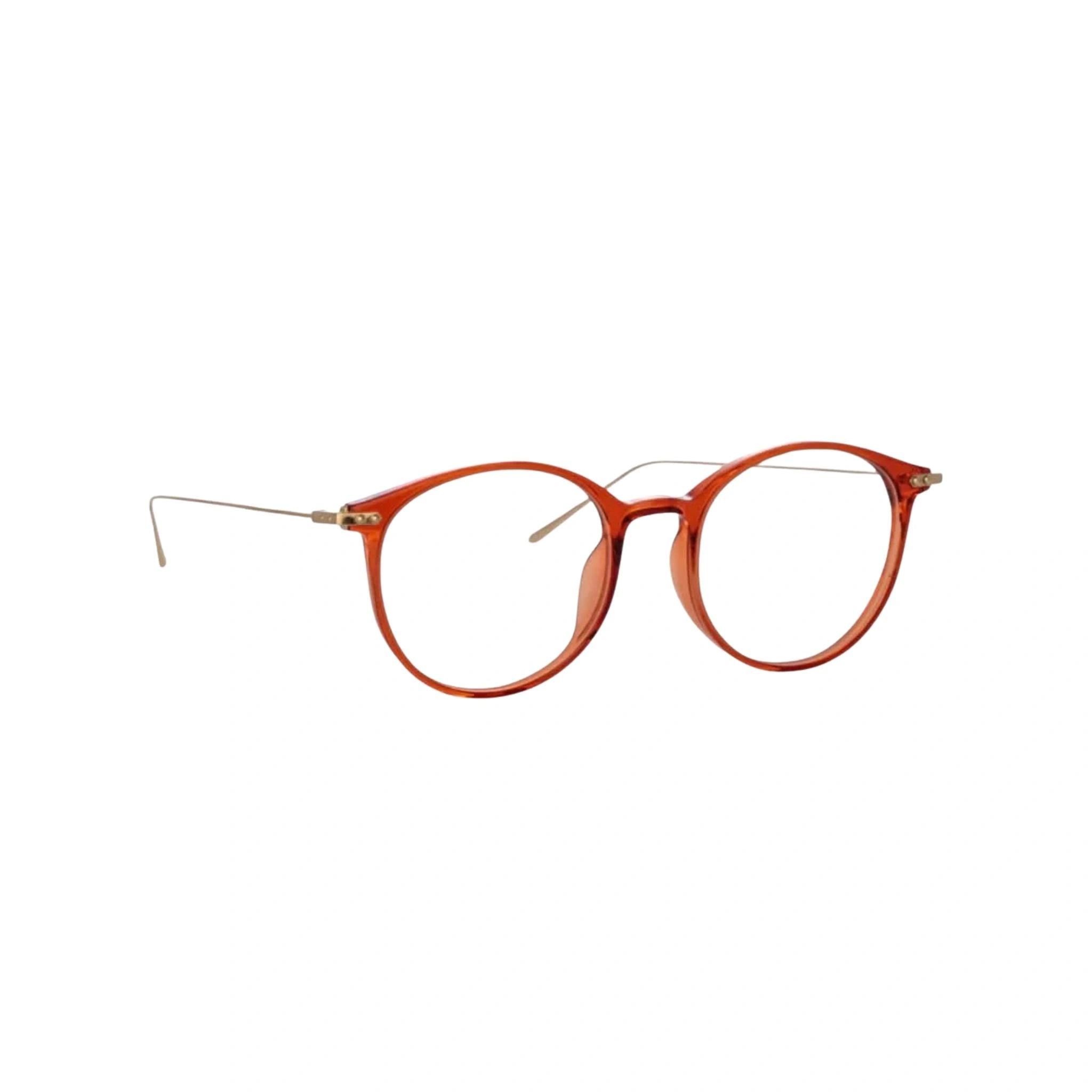 Elegante Linda Farrow Gray Amber Light Gold Brille mit zeitlosen goldenen Details, erhältlich bei Brillen Schneider, Ihrem Augenoptiker in München, für exklusive Augenoptik.