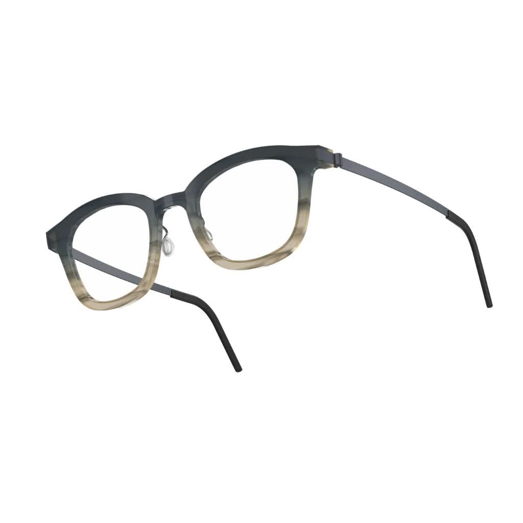 Seitenansicht der Brille 1057 AK59 von Lindberg, zeigt die harmonische Kombination aus Acetat und feinen Titanbügeln für einen modernen, stilvollen Look. Exklusiv bei Brillen Schneider in München erhältlich.
