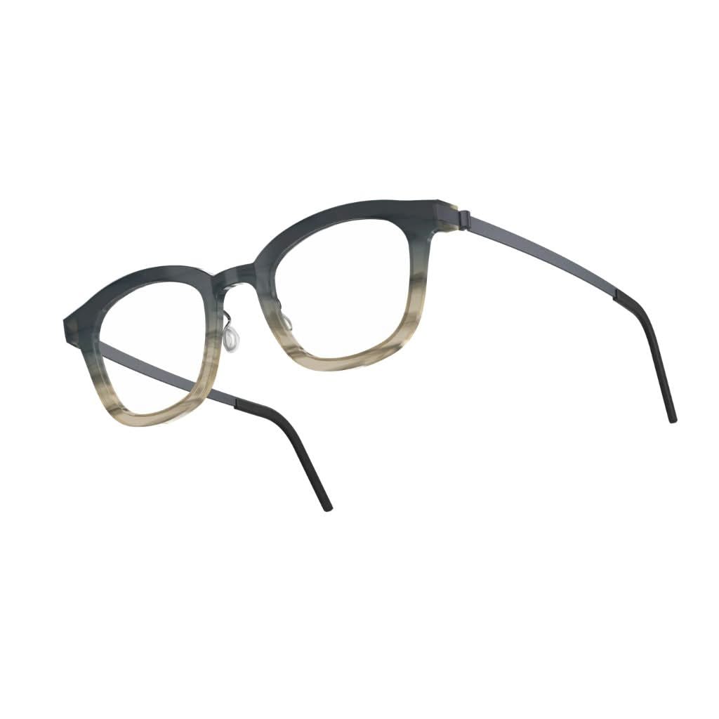 Seitenansicht der Brille 1057 AK59 von Lindberg, zeigt die harmonische Kombination aus Acetat und feinen Titanbügeln für einen modernen, stilvollen Look. Exklusiv bei Brillen Schneider in München erhältlich.