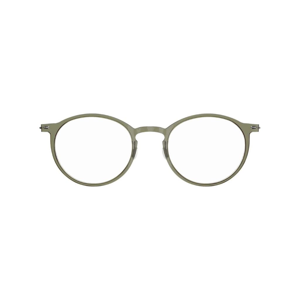 Designerbrille Modell 6541 C11 von Lindberg, Frontansicht der Acetatfassung in Khaki mit filigranen Titanbügeln in Dunkelgrau. Elegantes Design aus hochwertigen Materialien, erhältlich bei Brillen Schneider in München.