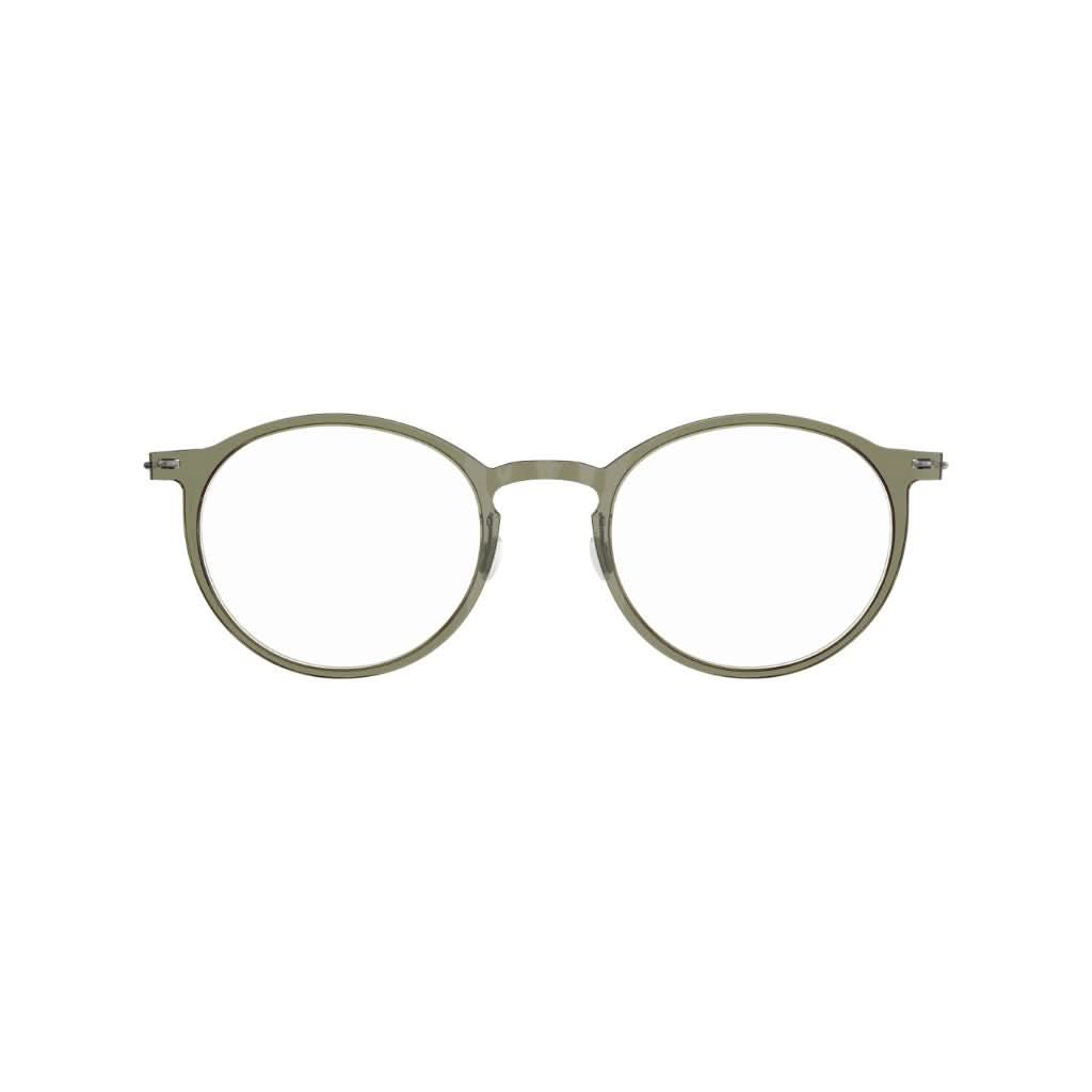 Designerbrille Modell 6541 C11 von Lindberg, Frontansicht der Acetatfassung in Khaki mit filigranen Titanbügeln in Dunkelgrau. Elegantes Design aus hochwertigen Materialien, erhältlich bei Brillen Schneider in München.