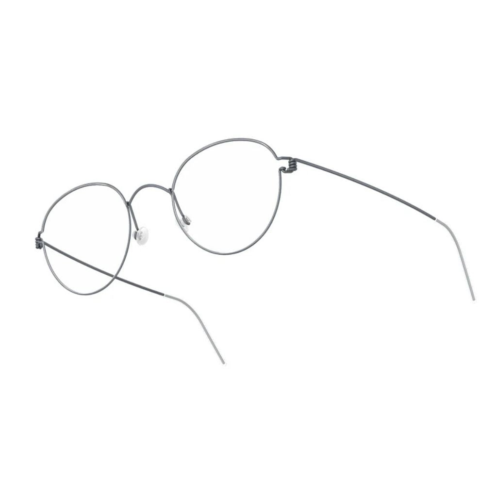 Seitenansicht der Brille BO U16 von Lindberg, zeigt die schlanke, moderne runde Form und die filigrane Titanstruktur. Exklusiv bei Brillen Schneider in München erhältlich.