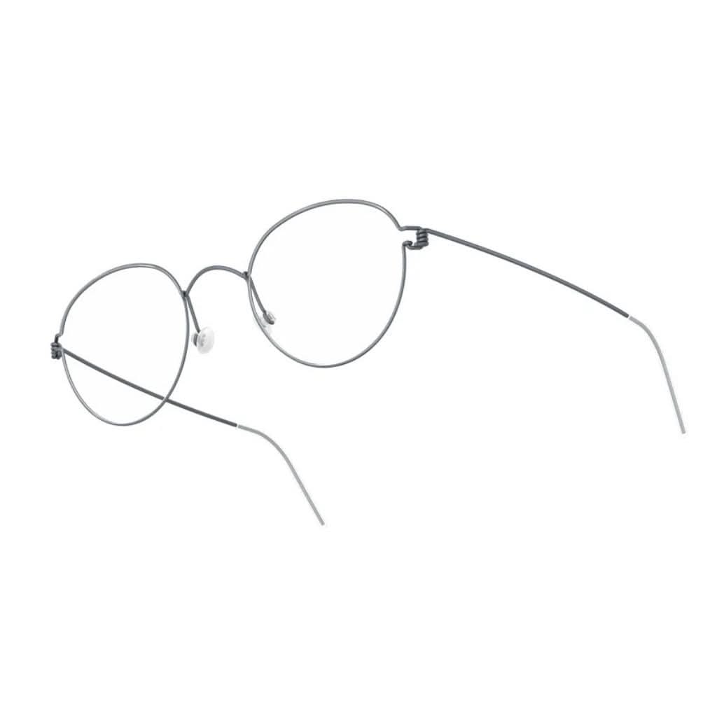 Seitenansicht der Brille BO U16 von Lindberg, zeigt die schlanke, moderne runde Form und die filigrane Titanstruktur. Exklusiv bei Brillen Schneider in München erhältlich.