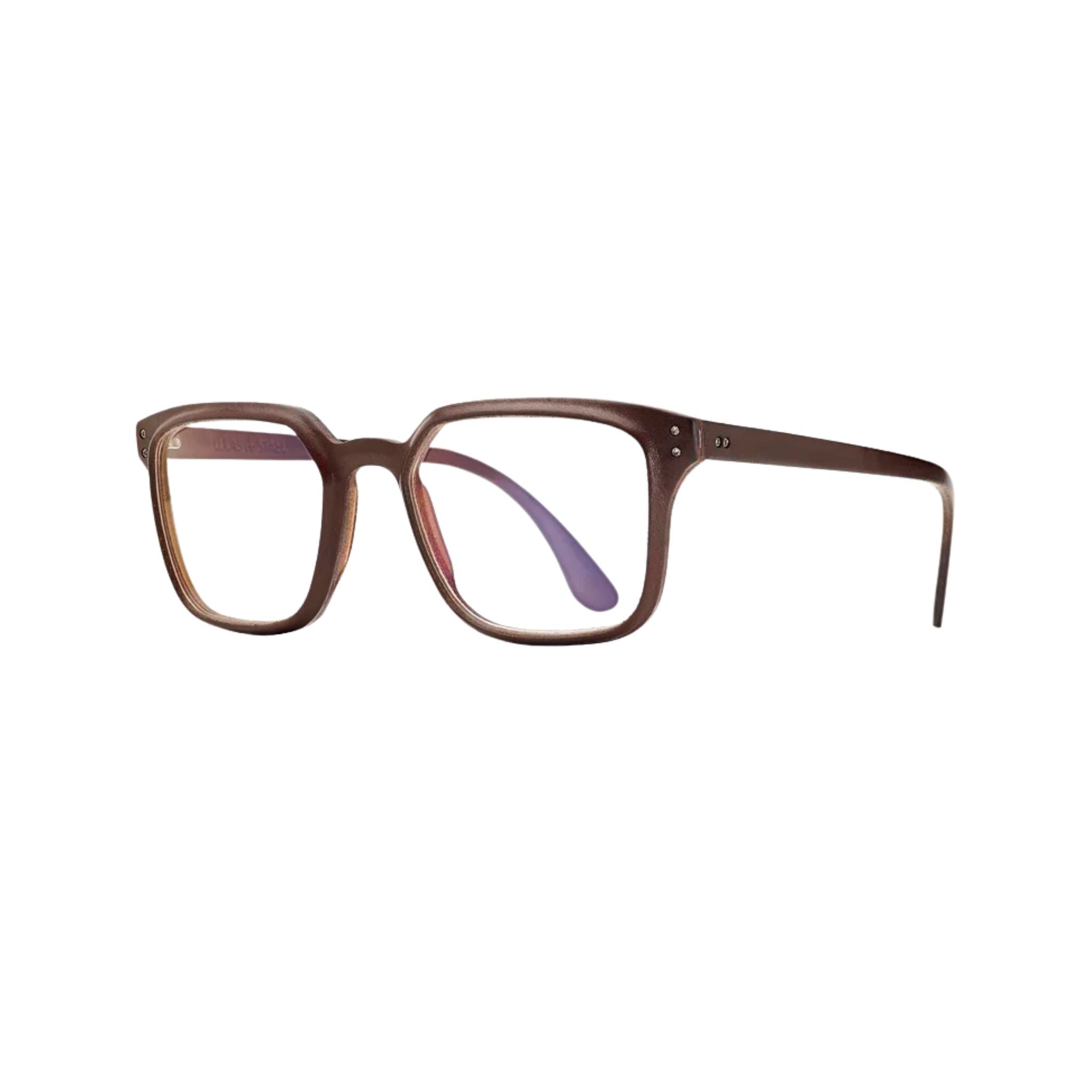 LUCAS DE STAËL Zeppelin 06 Col. 02 Lederbrille Seitenansicht Chocolate Braun handgefertigte Designerbrille BRILLEN SCHNEIDER München
