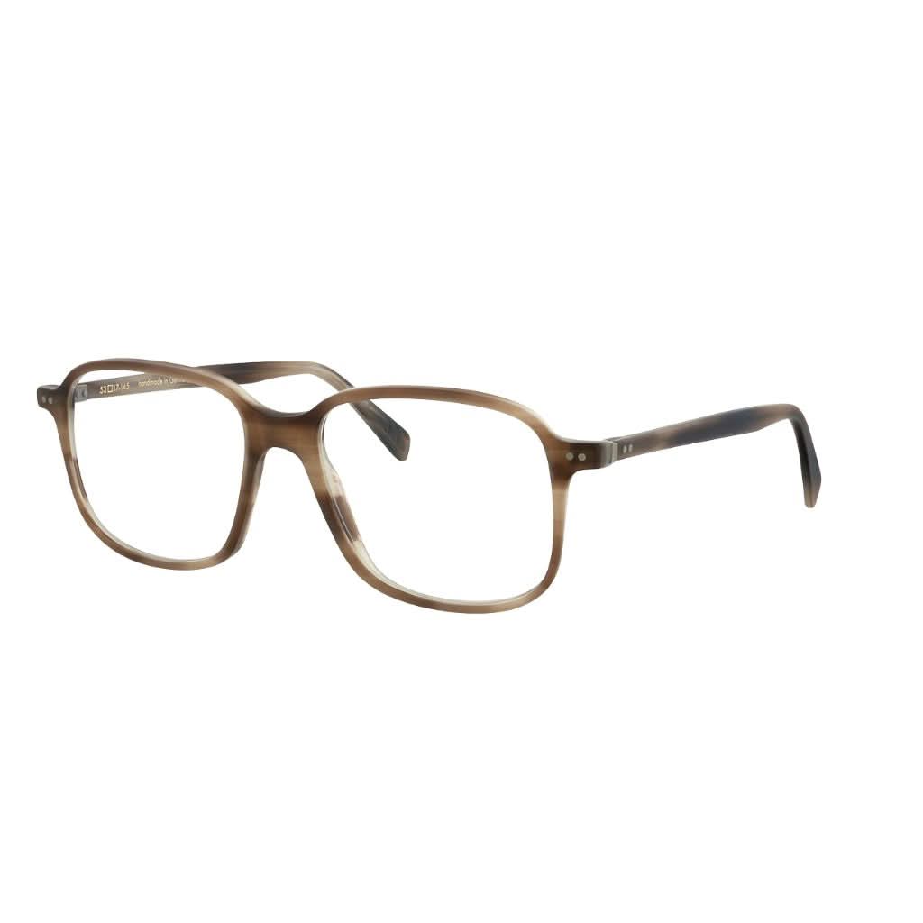 Designerbrille Lunor A11 460 in Erdbraun Meliert Matt – Seitenansicht klassische, matte Acetatbrille handgefertigt bei Brillen Schneider München Maxvorstadt