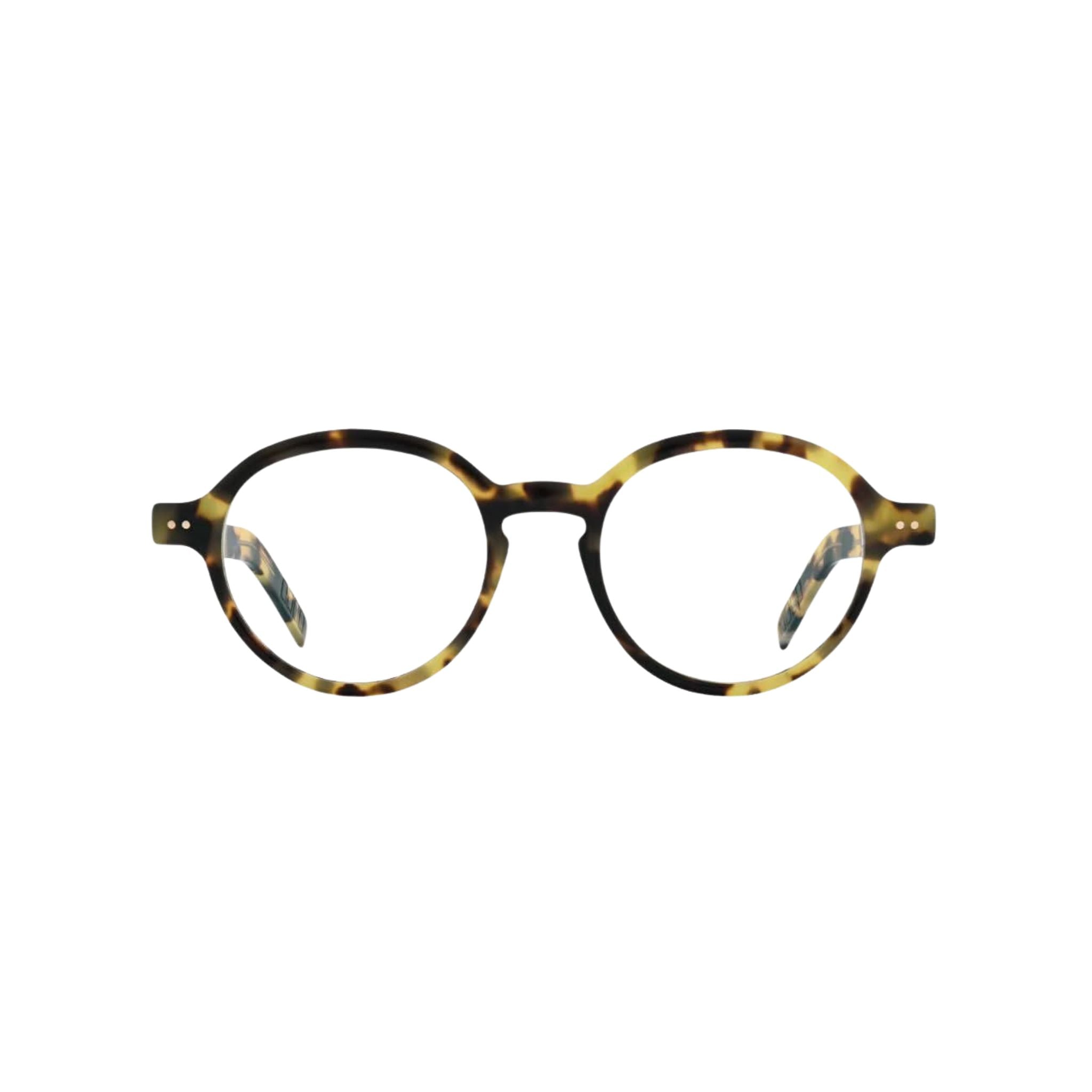 Frontansicht der Lunor Brille A14 701 in Tokyo Tortoise Opak – markante Acetatfassung mit runderLinienführung bei Brillen Schneider München
