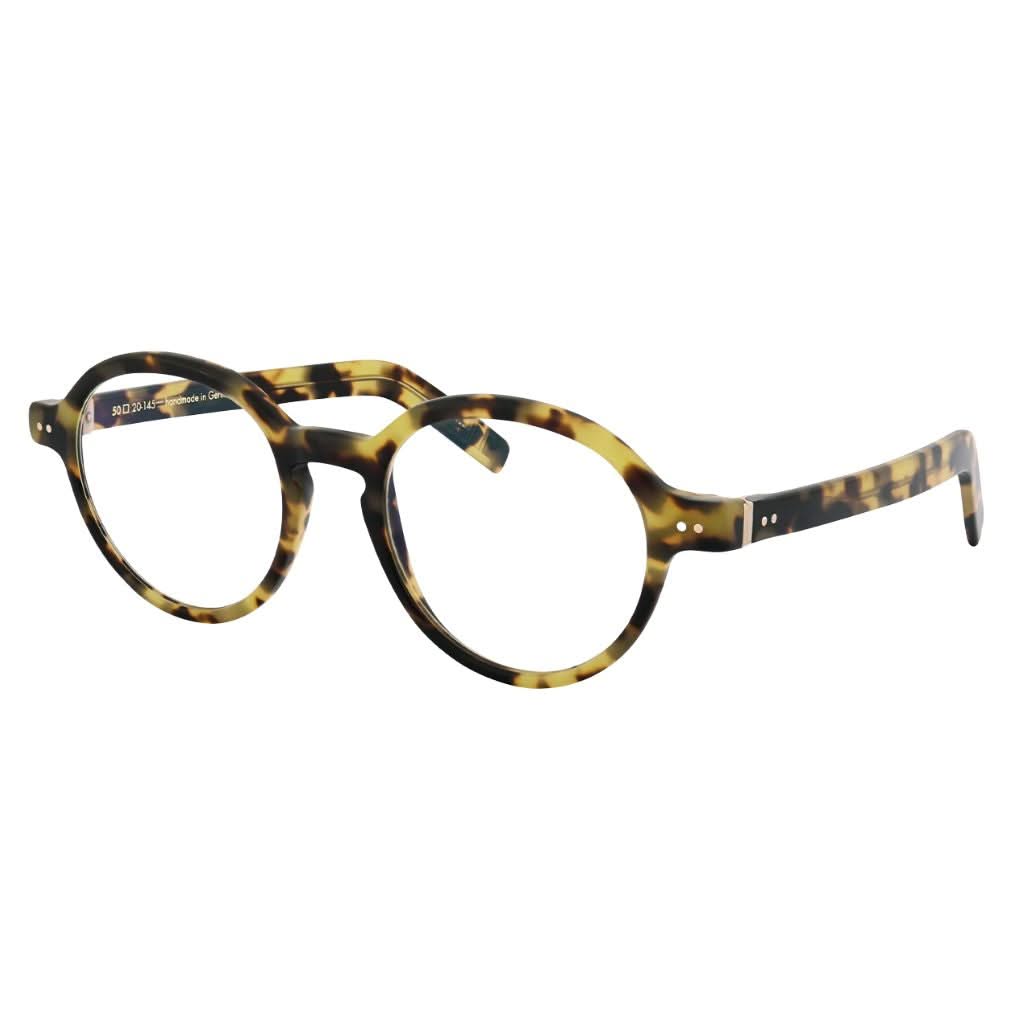 Designerbrille Lunor A14 701 in Tokyo Tortoise Opak – Seitenansicht handgefertigte Acetatbrille mit breiten Steckbügeln bei Brillen Schneider München Maxvorstadt