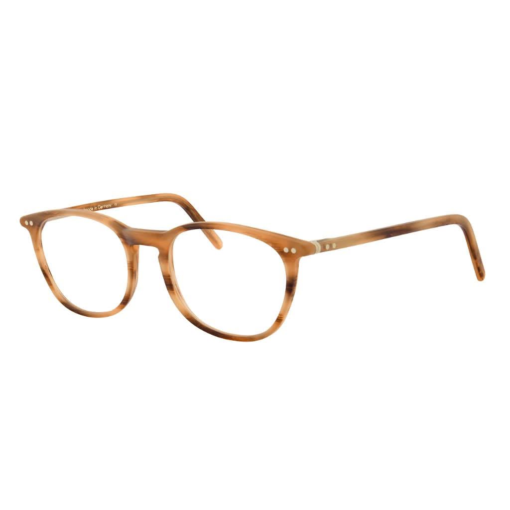 Designerbrille Lunor A5 234 in Havanna Hell Matt – Seitenansicht feine, matte Brillenfassung handgefertigt bei Brillen Schneider München Maxvorstadt