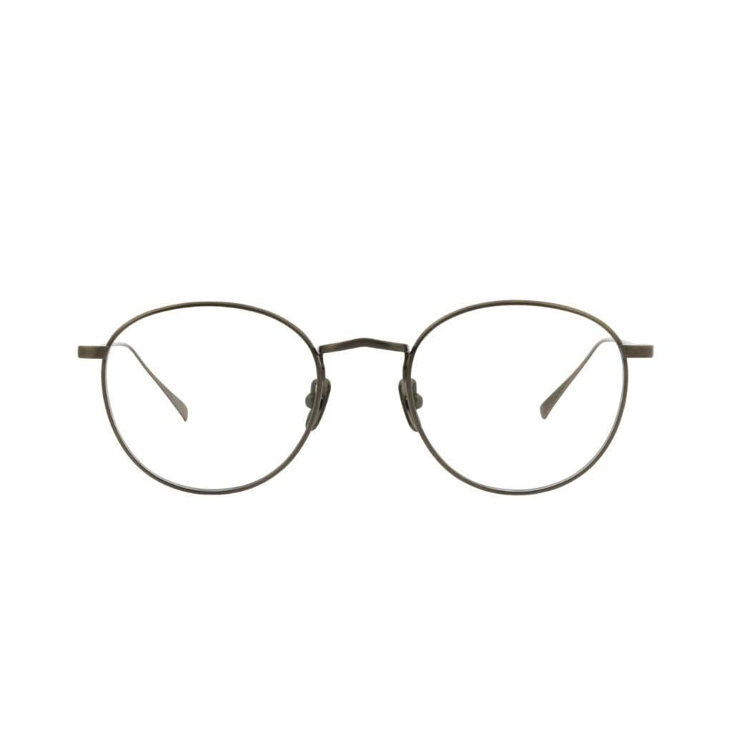 Frontansicht der Lunor Brille M9 01 in Antik-Silber – minimalistische Titanfassung mit klarer Linienführung bei Brillen Schneider München
