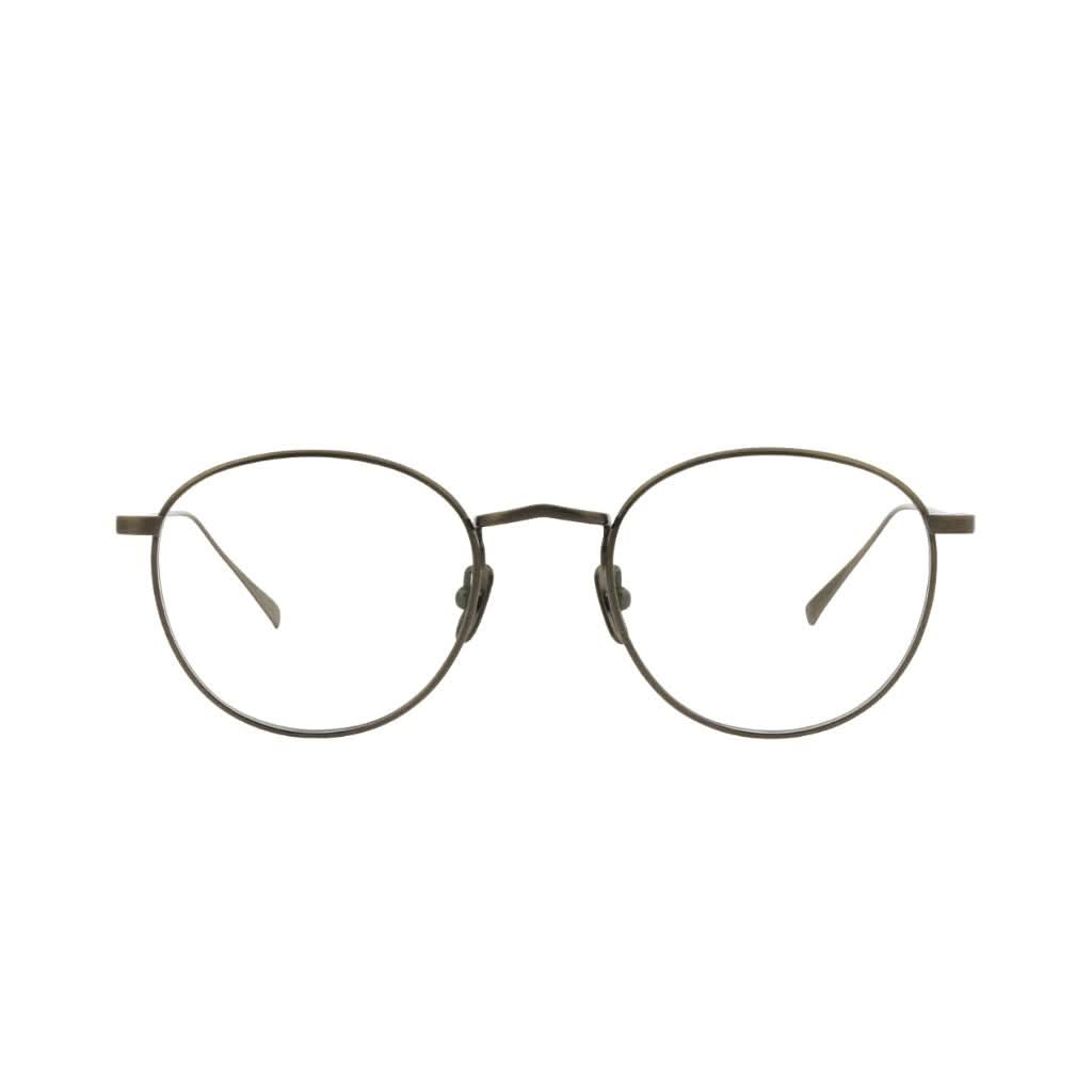 Frontansicht der Lunor Brille M9 01 in Antik-Silber – minimalistische Titanfassung mit klarer Linienführung bei Brillen Schneider München