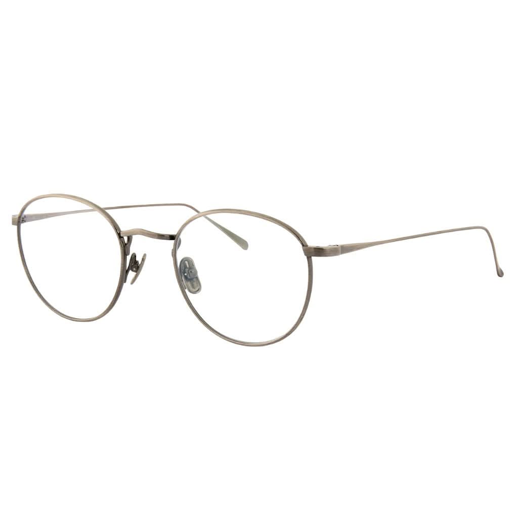 Designerbrille Lunor M9 01 in Antik-Silber – Seitenansicht zeitlose, leichte Fassung aus Titan bei Brillen Schneider München Maxvorstadt