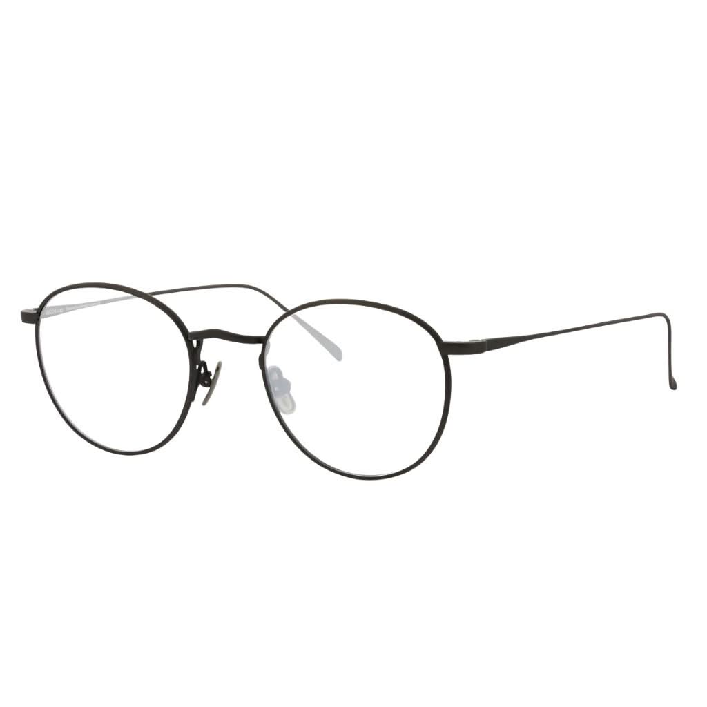 Designerbrille Lunor M9 01 Schwarz satiniert – Seitenansicht handgefertigte Titanfassung mit reduziertem Stil bei Brillen Schneider München Maxvorstadt