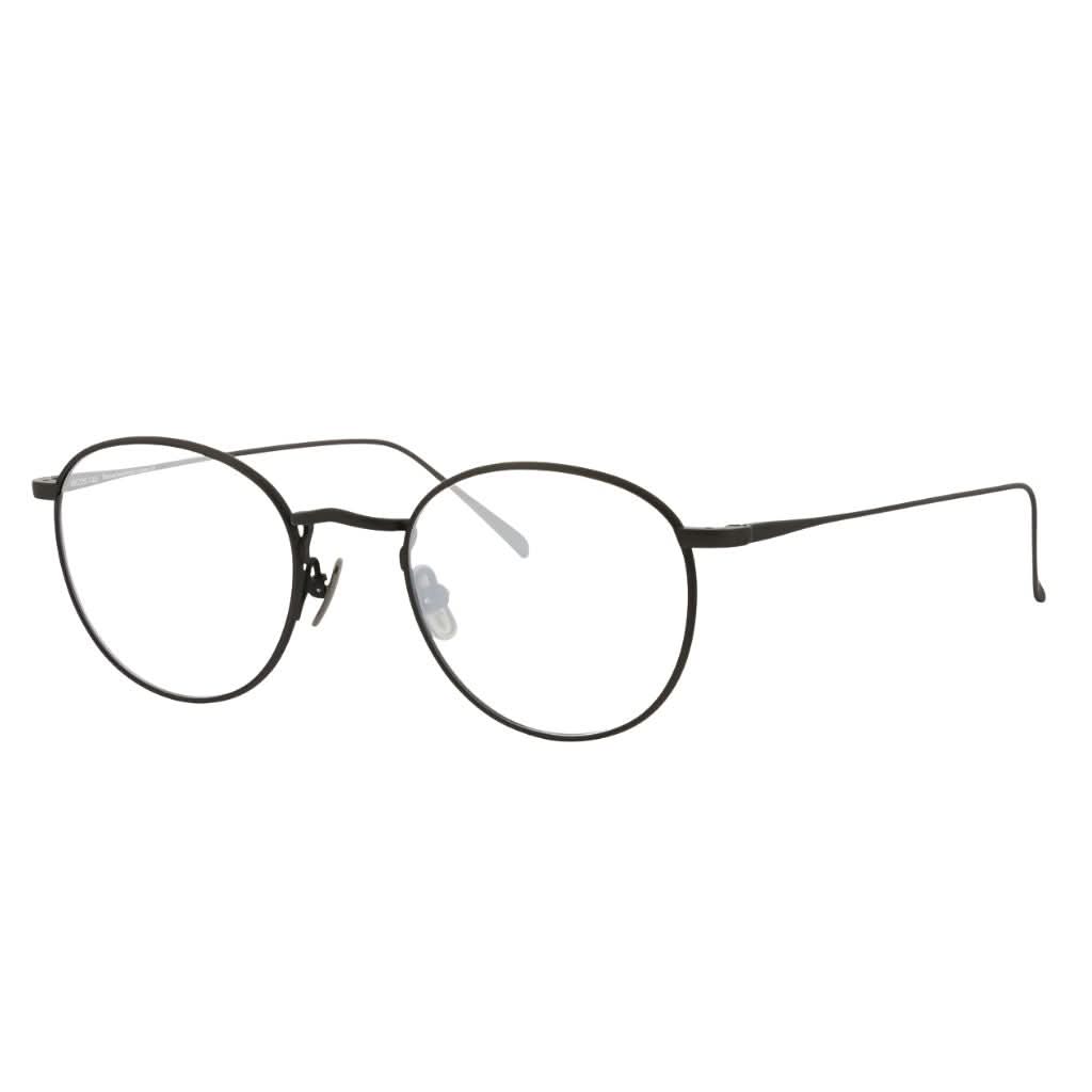 Designerbrille Lunor M9 01 Schwarz satiniert – Seitenansicht handgefertigte Titanfassung mit reduziertem Stil bei Brillen Schneider München Maxvorstadt