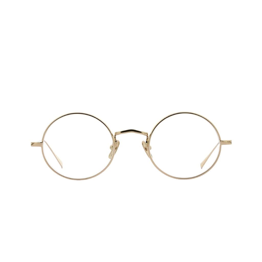 Frontansicht der Lunor Brille M9 02 in Gold – feine, runde Titanfassung mit klarer Linienführung bei Brillen Schneider München