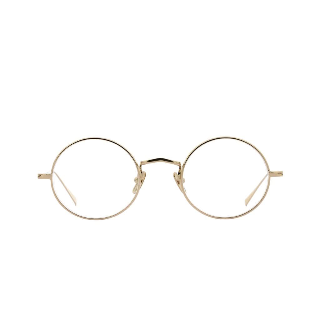 Frontansicht der Lunor Brille M9 02 in Gold – feine, runde Titanfassung mit klarer Linienführung bei Brillen Schneider München