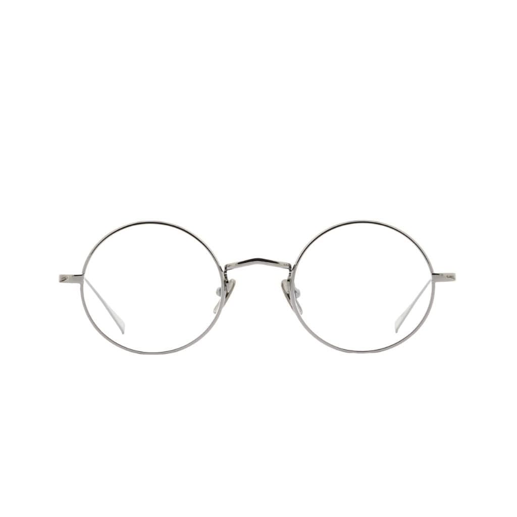 Frontansicht der Lunor Brille M9 02 in Silber – runde Titanfassung mit klarer Linienführung und kühlem Glanz bei Brillen Schneider München