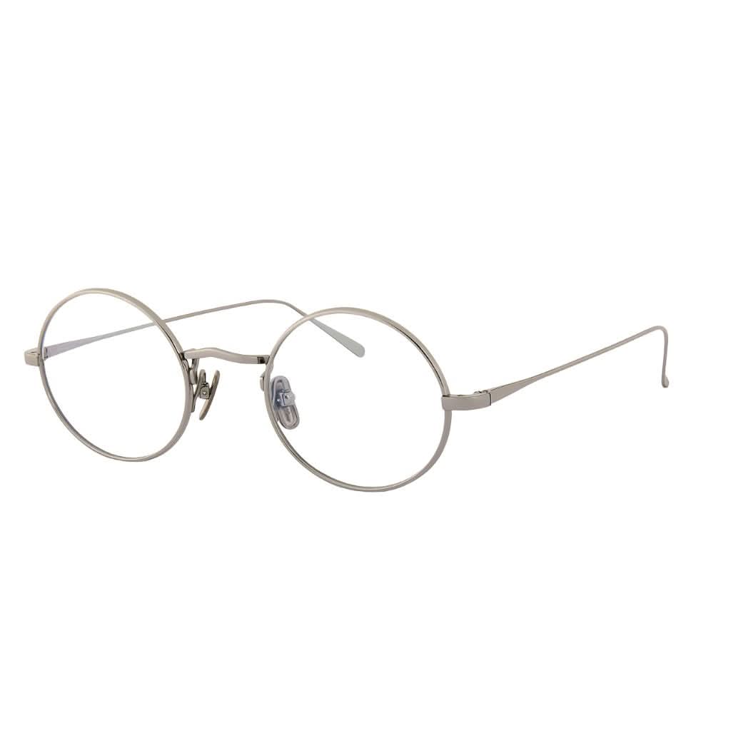 Seitenansicht der Lunor M9 02 Silber – handgefertigte, minimalistische Titanbrille mit mattem Finish bei Brillen Schneider München Maxvorstadt