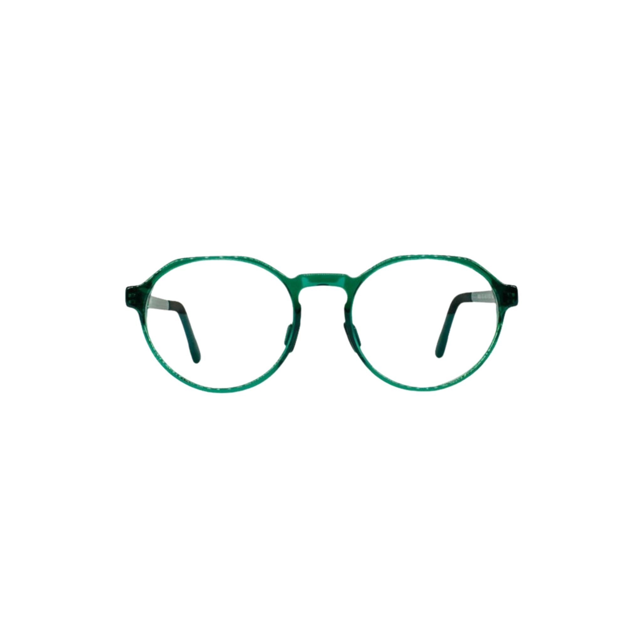 MANTI MANTI FRIDA Emerald Green Kinderbrille Frontansicht mit runder Form und transparenter grüner Fassung - bei Ihrem Optiker für Kinder Erwachsene Brillen Schneider München seit 1970