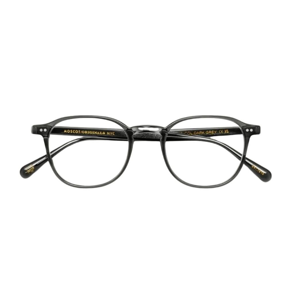 Frontansicht der Moscot Arthur in Dark Grey – klassische Designerbrille aus Acetat mit klarer Form bei Optik Bartholomä München