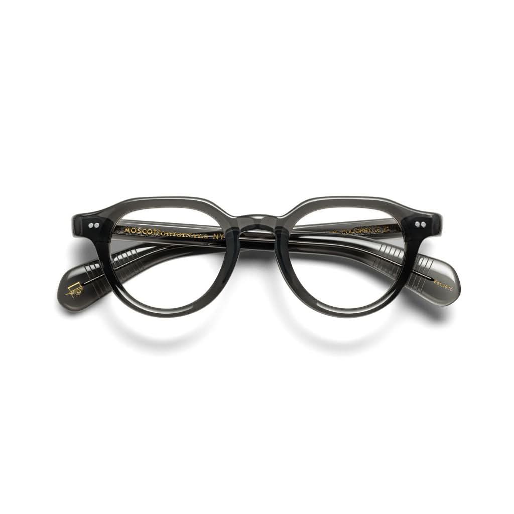 Frontansicht der Moscot BAITSIM Brille in Grey, erhältlich bei Optik Bartholomä in München – minimalistisches Design mit matter, grauer Oberfläche.