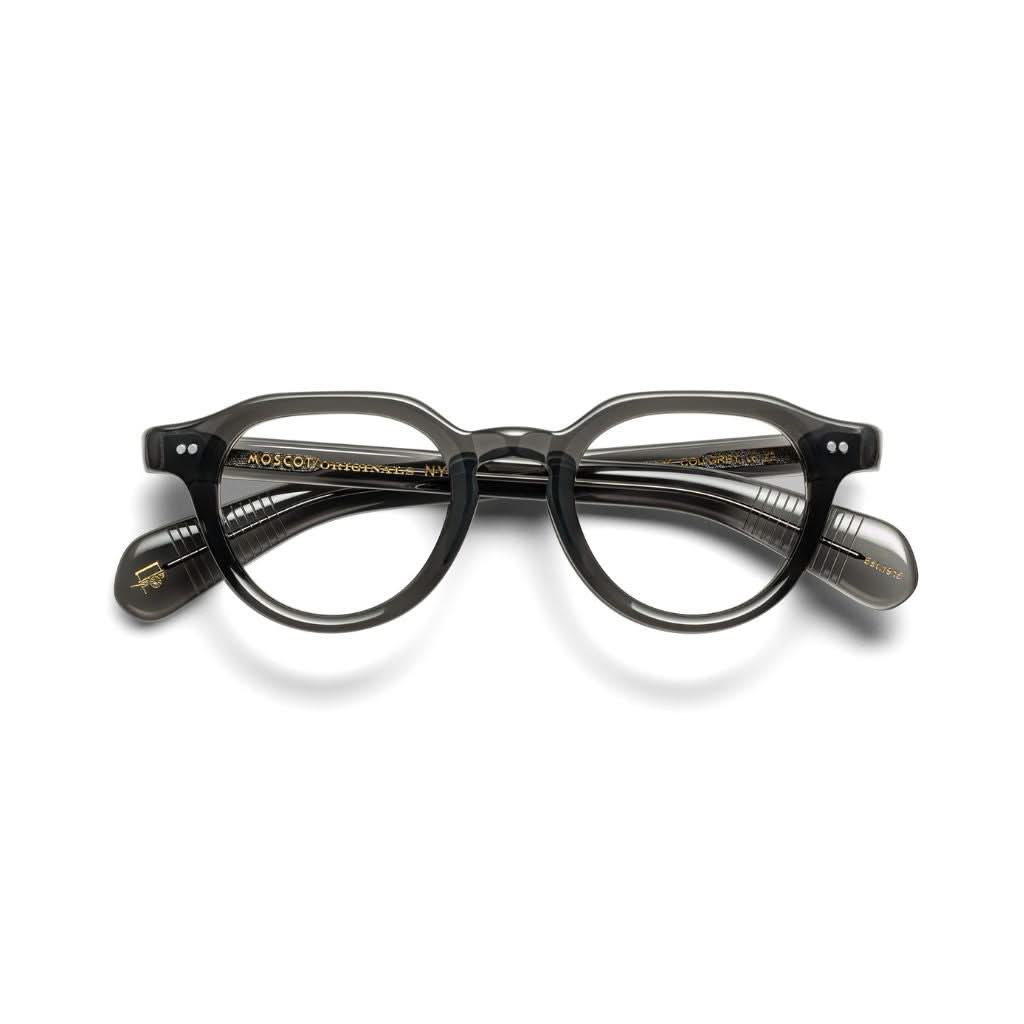 Frontansicht der Moscot BAITSIM Brille in Grey, erhältlich bei Optik Bartholomä in München – minimalistisches Design mit matter, grauer Oberfläche.