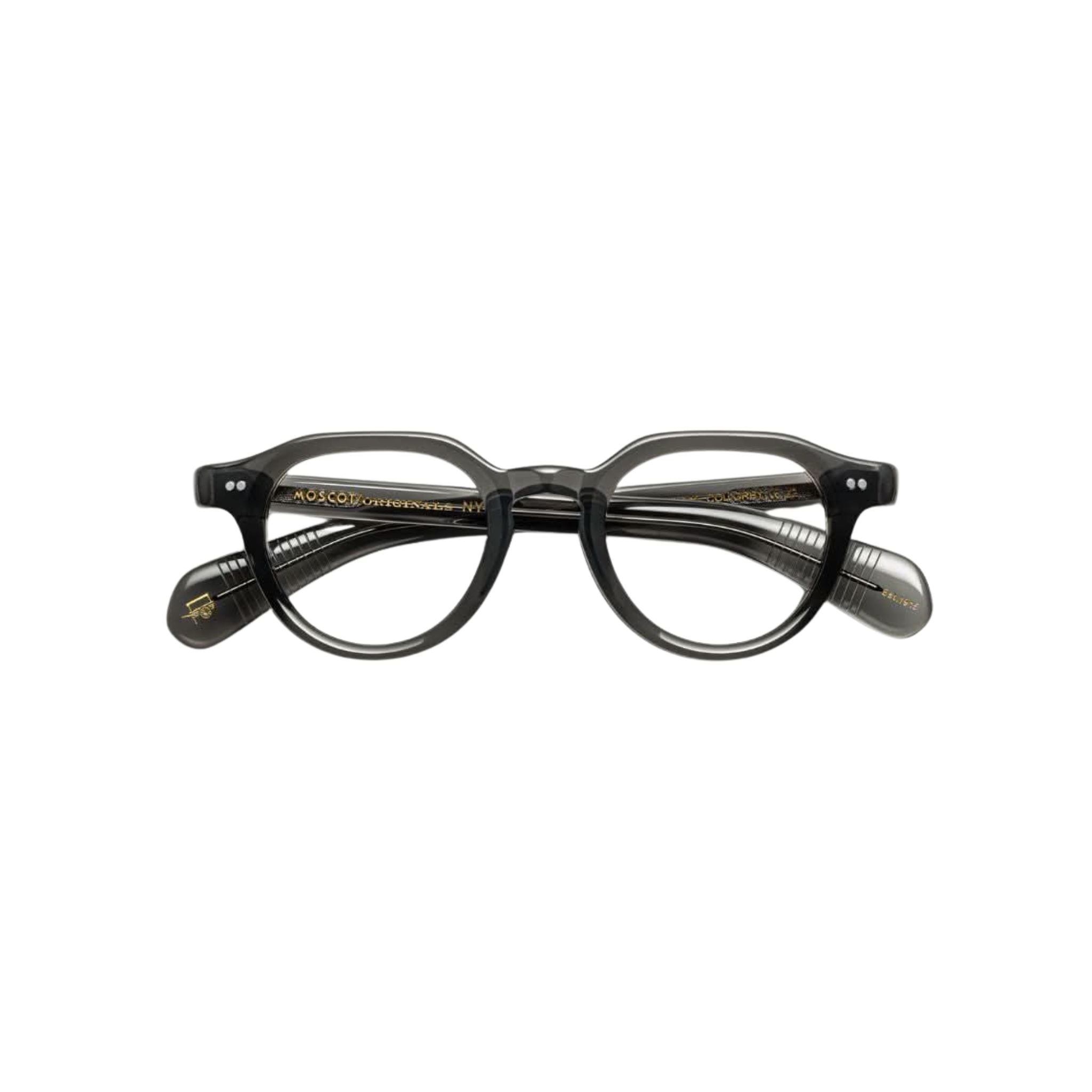 Frontansicht der Moscot BAITSIM Brille in Grey, erhältlich bei Optik Bartholomä in München – minimalistisches Design mit matter, grauer Oberfläche.