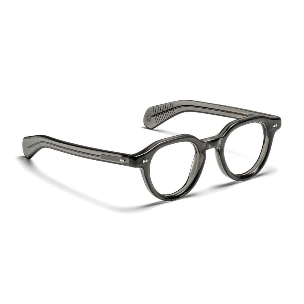 Seitenansicht der Moscot BAITSIM Brille in Grey, bei Optik Bartholomä in München – schlanke Form, klare Linien und dezenter, urbaner Stil.
