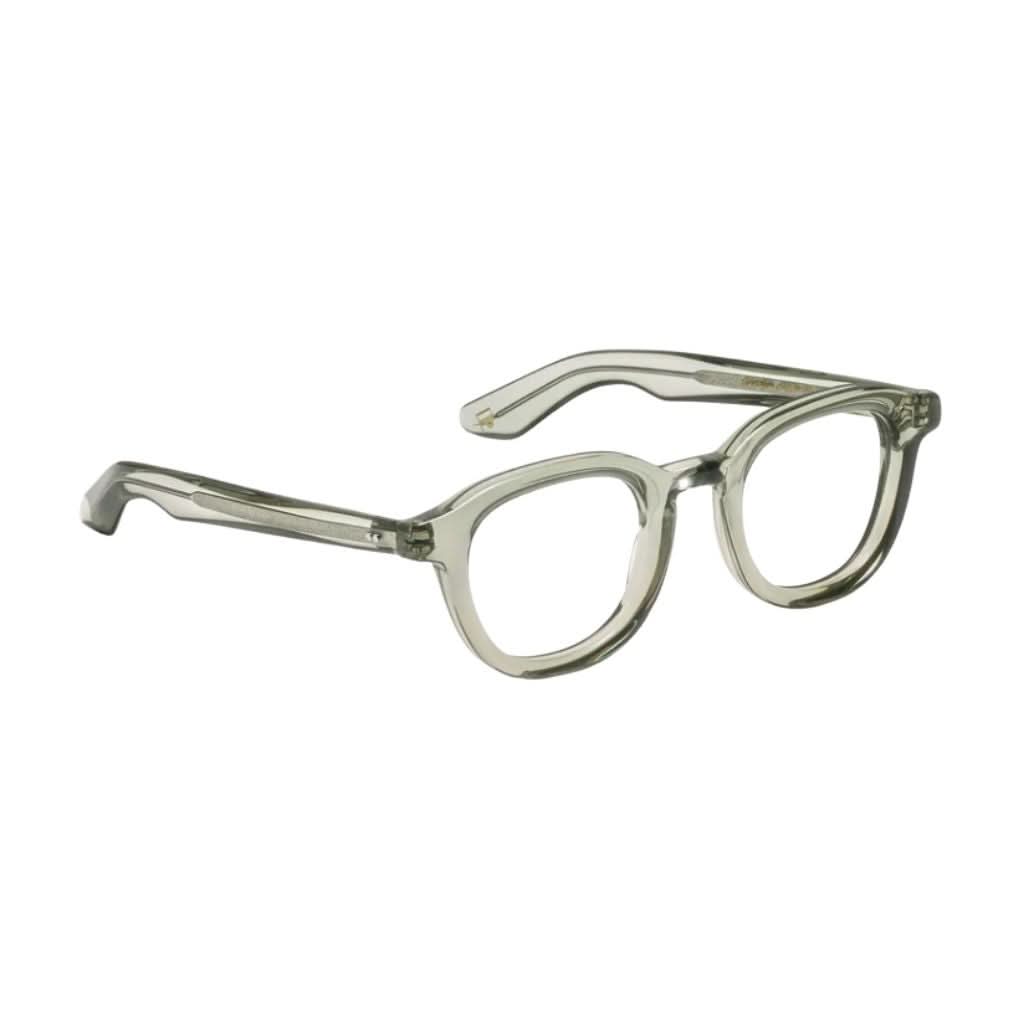 Seitenansicht der Moscot Dahven Sage – elegante Acetatbrille mit moderner Pantoform bei Optik Bartholomä München