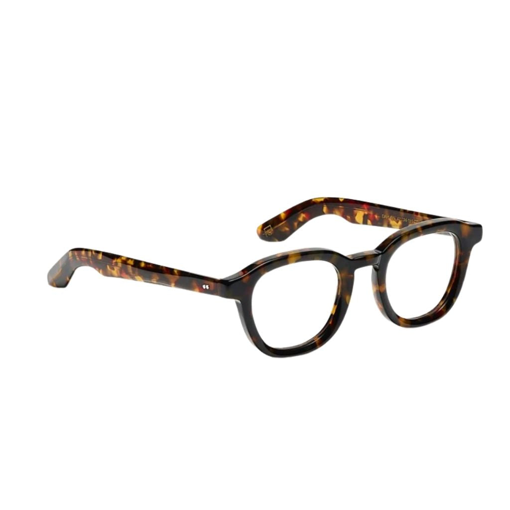 Seitenansicht der Moscot Dahven Tortoise – elegante Acetatbrille mit moderner Pantoform bei Optik Bartholomä München