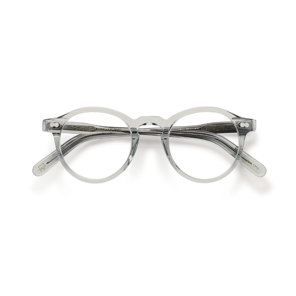 Moscot Miltzen in Light Grey – elegante Panto-Brille mit transparentem grauen Acetatrahmen, erhältlich bei Optik Bartholomä in München