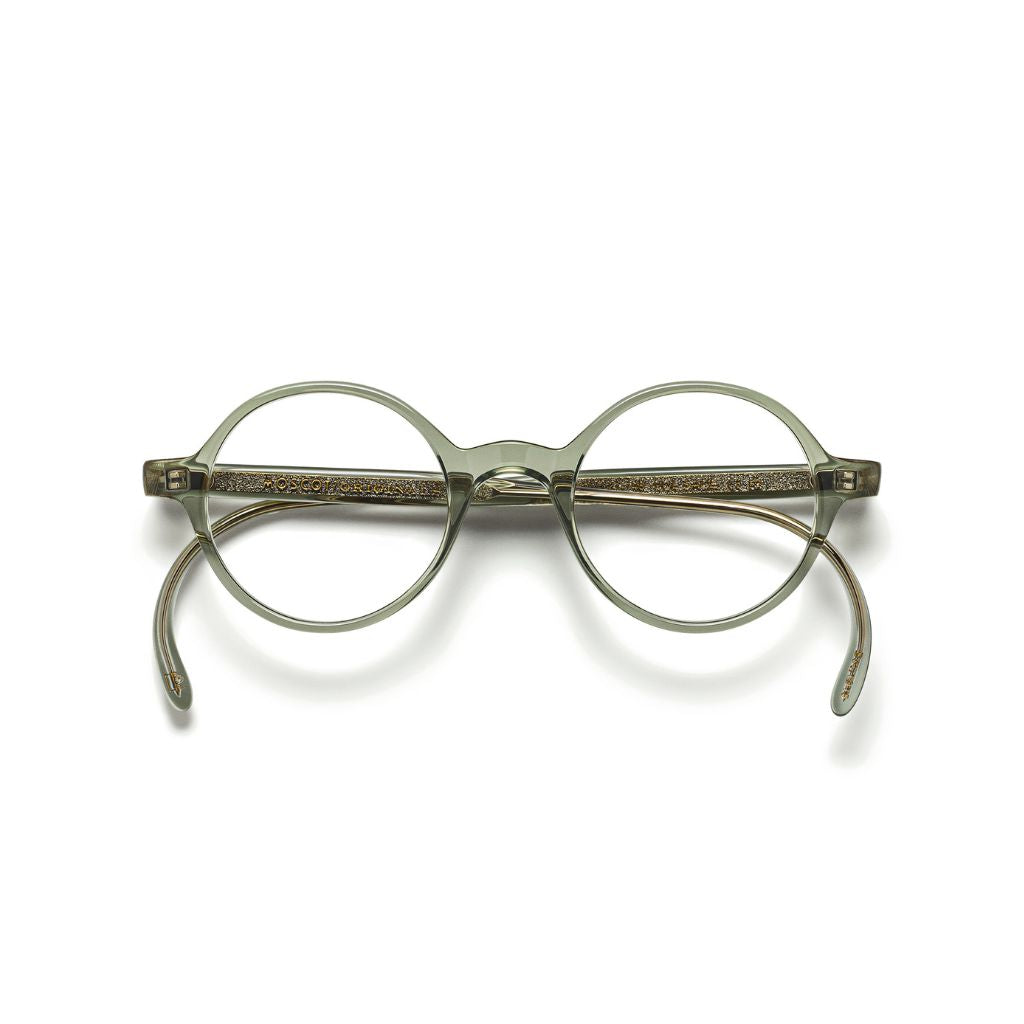 Frontansicht der Moscot SCOOCH Brille in Sage, erhältlich bei Optik Bartholomä in München – markantes Acetatgestell mit sanft grüner Farbgebung.