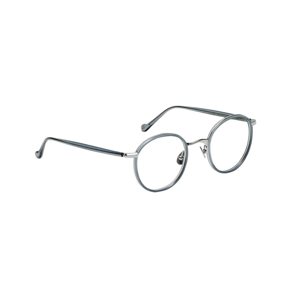 Designerbrille Moscot Zev in Light Blue – Seitenansicht hochwertige Acetatfassung mit ikonischem Moscot-Design bei Optik Bartholomä München