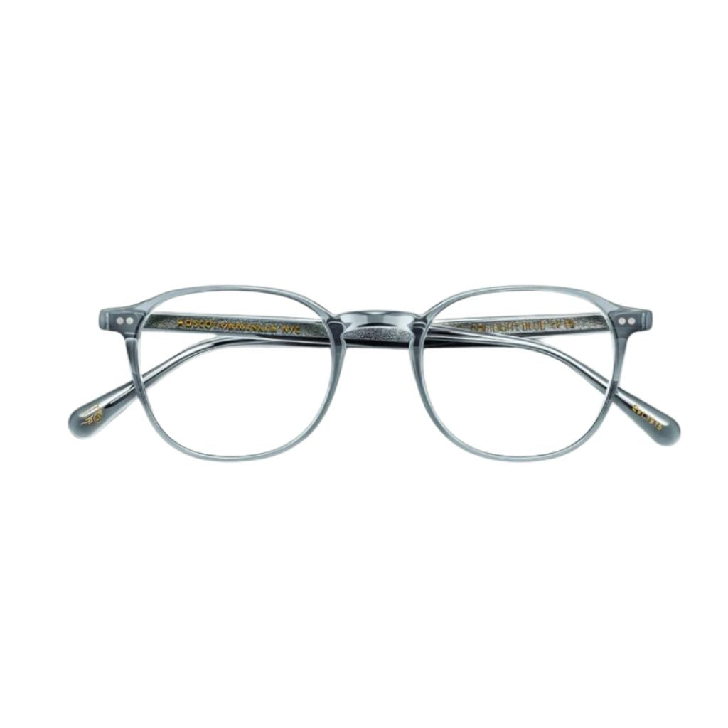 Frontansicht der Moscot Arthur in Light Blue – klassische Designerbrille aus Acetat bei Optik Bartholomä München