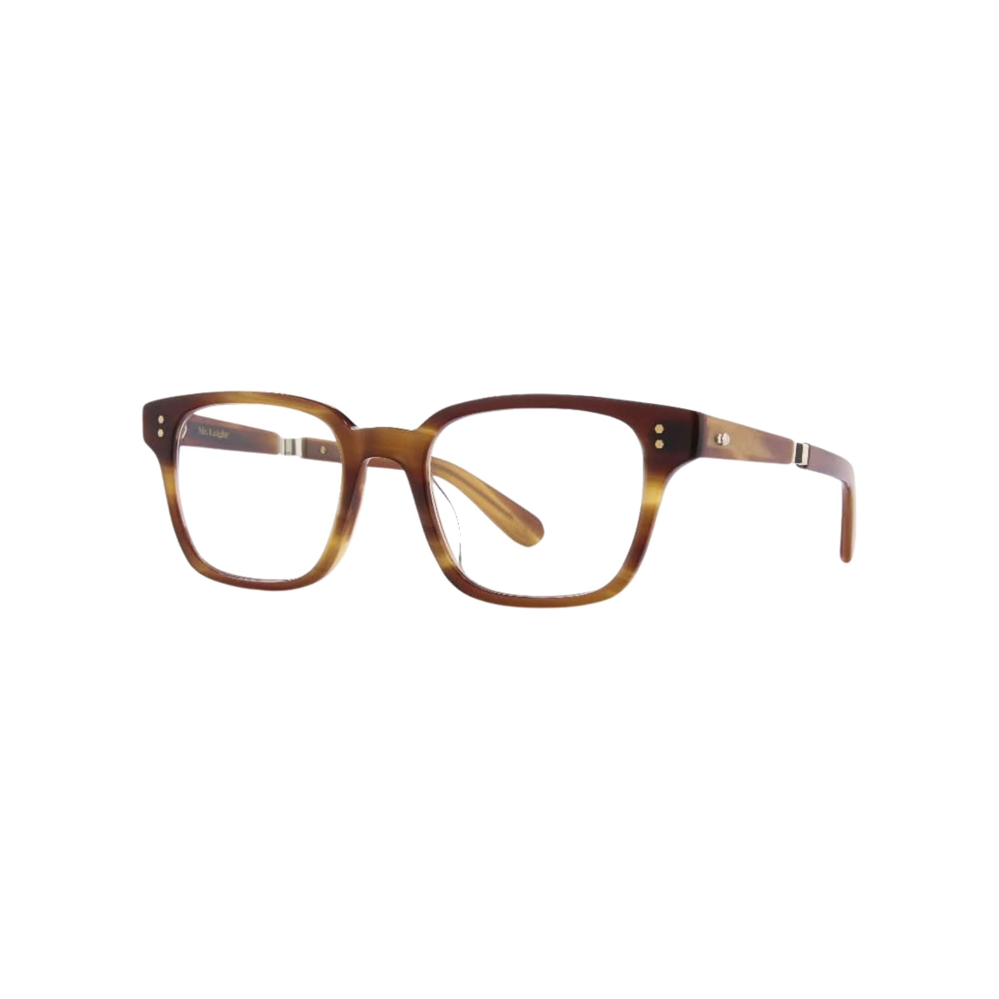 Seitenansicht der Mr. Leight Surveyor C Beachwood White Gold Designerbrille – eleganter Bügel und edles Acetat im Beachwood-Farbton für einen modernen, komfortablen Look, erhältlich bei Brillen Schneider in München