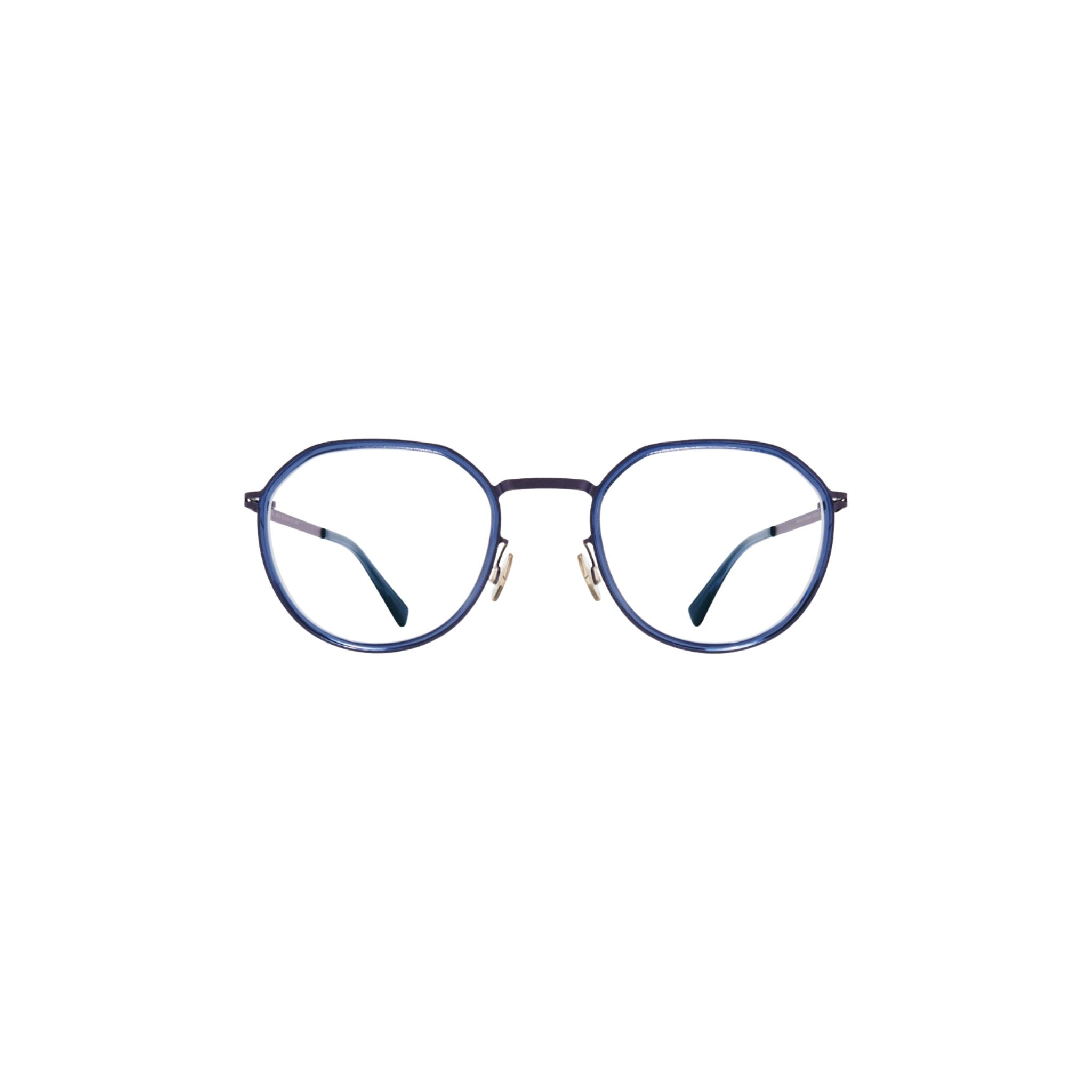 MYKITA JUSTUS 719 Brille Frontansicht Panto Blackberry Ocean Blau Edelstahl Acetat Designerbrille München Optiker Optik Bartholomä