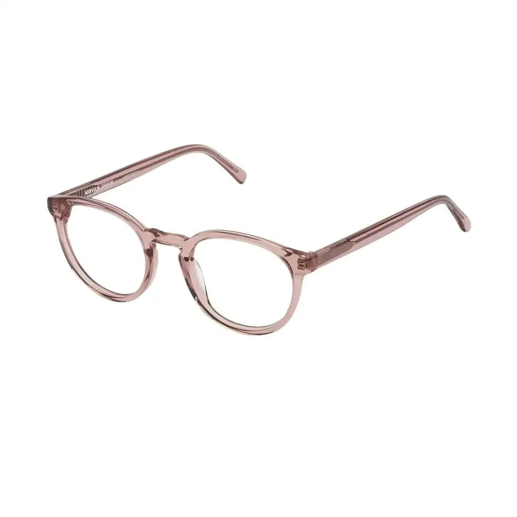 Detailaufnahme der rosefarbenen Nirvan Javan Paris 01:18 Brille, die modernes Design und klassische Eleganz vereint, erhältlich bei Brillen Schneider, Ihrem Optiker in München.