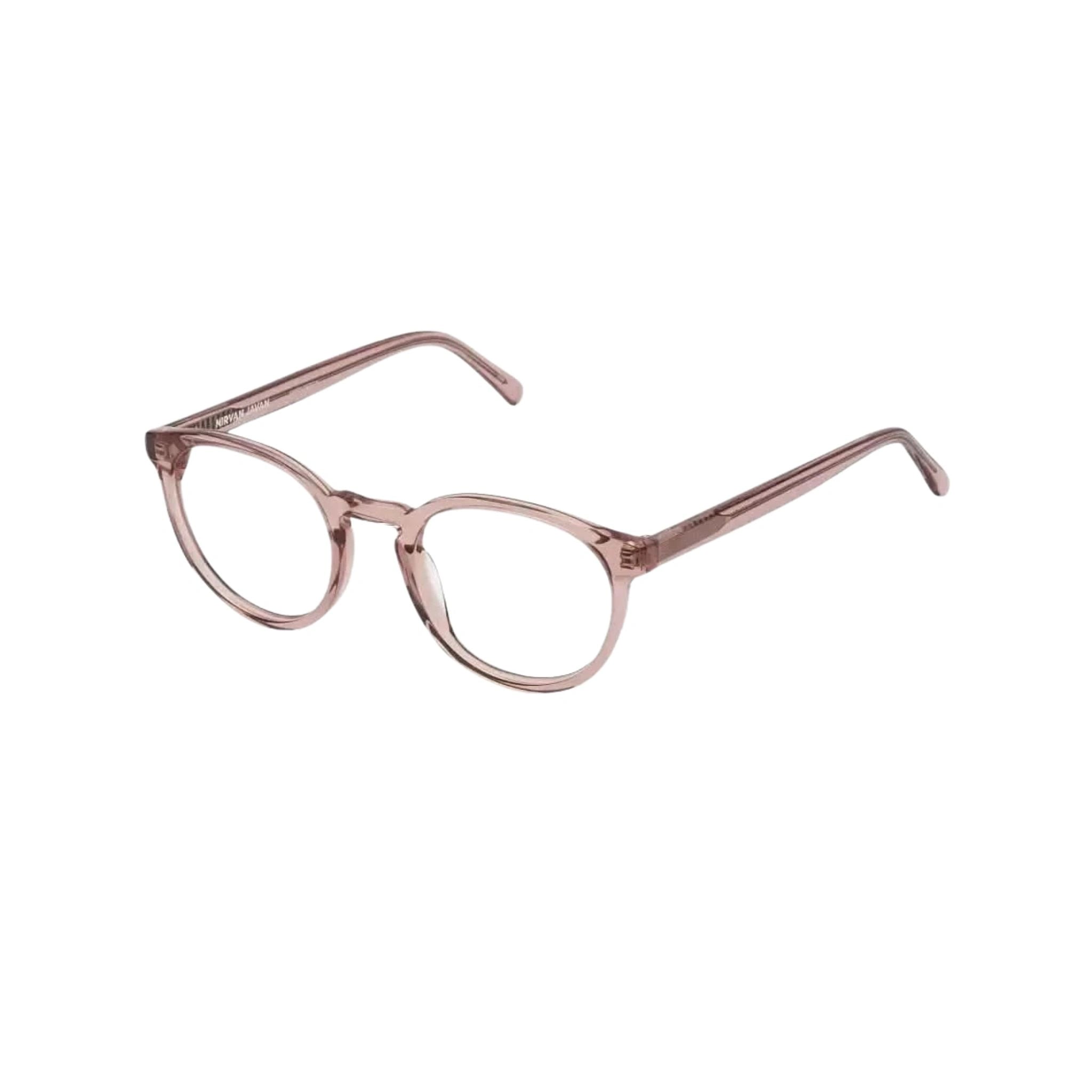 Detailaufnahme der rosefarbenen Nirvan Javan Paris 01:18 Brille, die modernes Design und klassische Eleganz vereint, erhältlich bei Brillen Schneider, Ihrem Optiker in München.