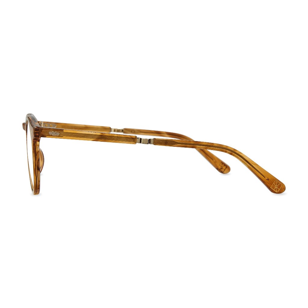 Detailansicht der Brille von Mr. Leight Luckman C in Marble Rye White Gold – präzise Verarbeitung und luxuriöse Oberflächenstruktur für eine exklusive Optik bei Brillen Schneider