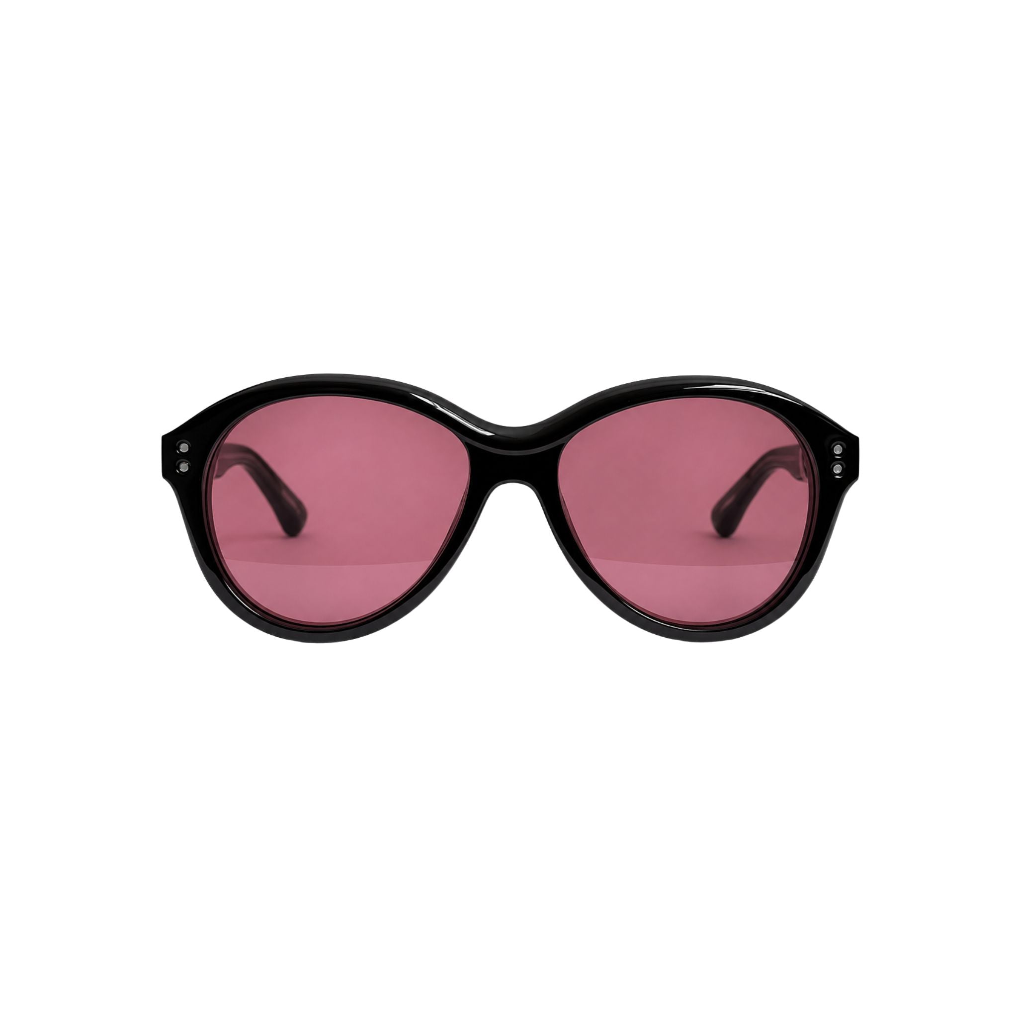 Pagani Eyewear P06S Sonnenbrille Frontansicht Cat-Eye schwarz Acetat violette Gläser Brillen Schneider München