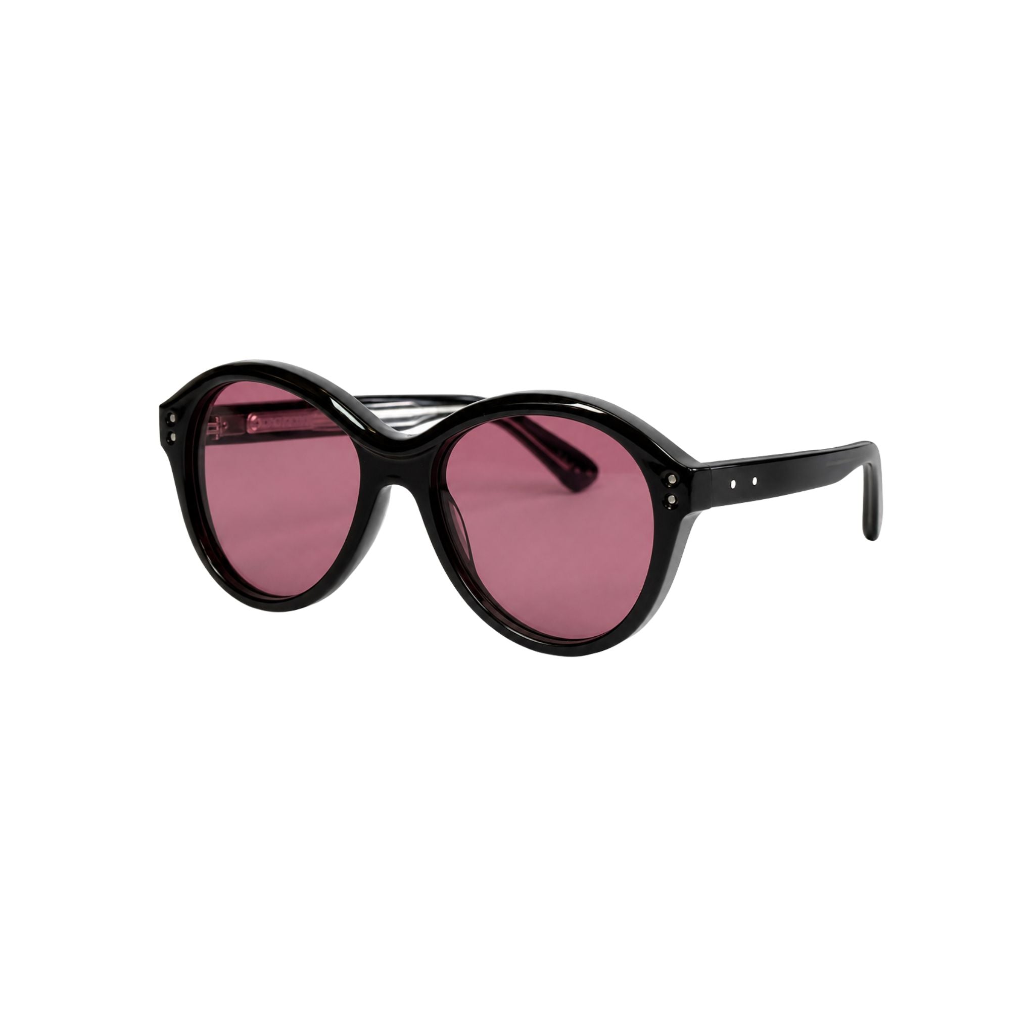 Pagani Eyewear P06S Sonnenbrille Seitenansicht schwarzes Acetat violette Gläser Designer Sonnenbrille Brillen Schneider München