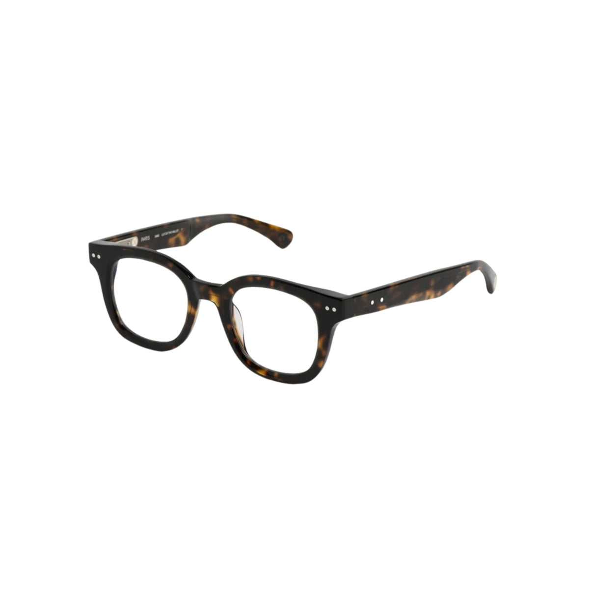 Peter and May LILY OF THE VALLEY 80 Tortoise Brille Seitenansicht kräftige Havanna Acetatbügel Metalldetails Optik Bartholomä München