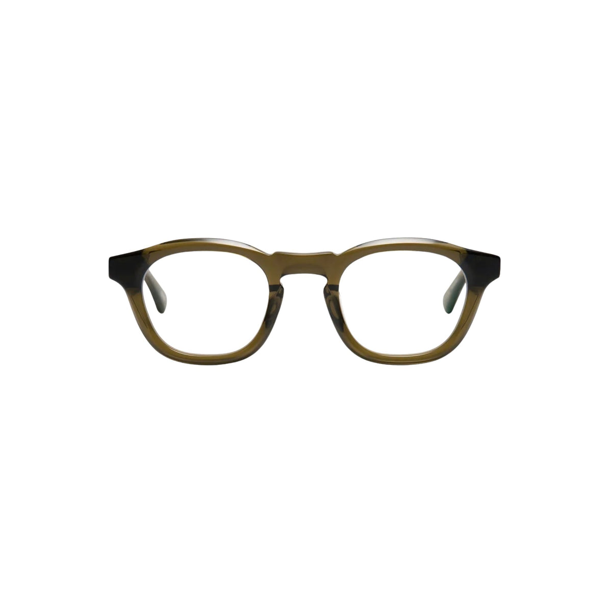 Peter and May TOY 125 Saguaro Brille Frontansicht eckig transparentes olivgrünes Acetat Optik Bartholomä München