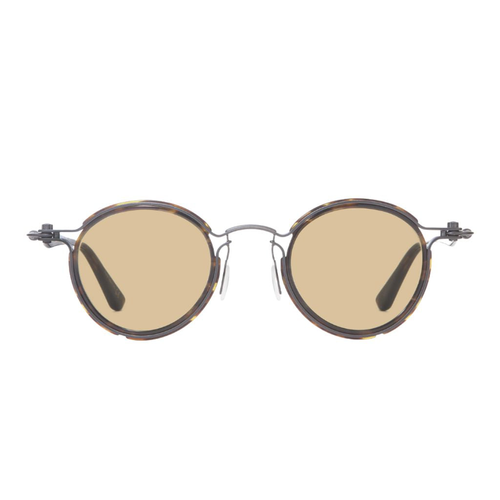 TAVAT Eyewear Pantos 2.0 C Gun Havana Frontansicht – runde Panto Sonnenbrille mit Gunmetal-Rahmen und Havanna-Acetat - exklusiv in München